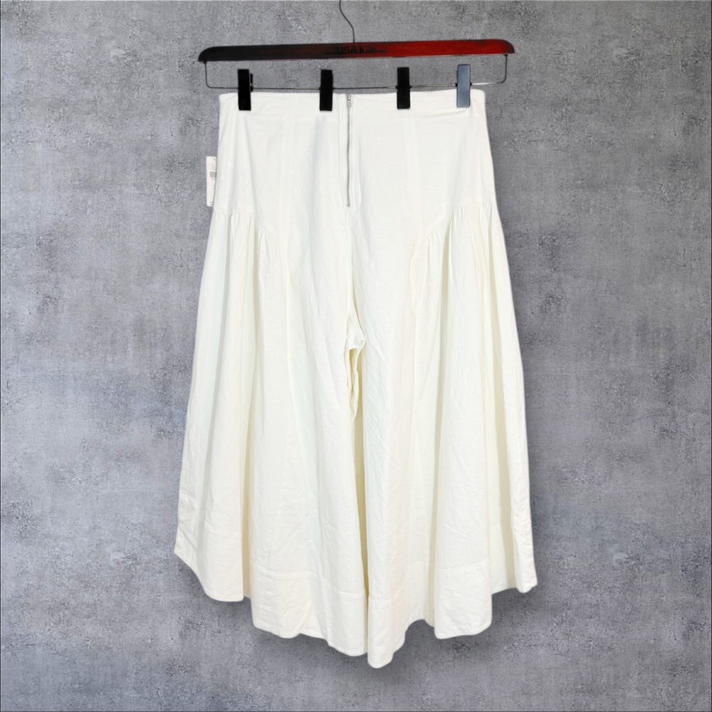 Anthropologie Linen White Extended Waist Gaucho Pants 12 NWT - Picture 9 of 13
